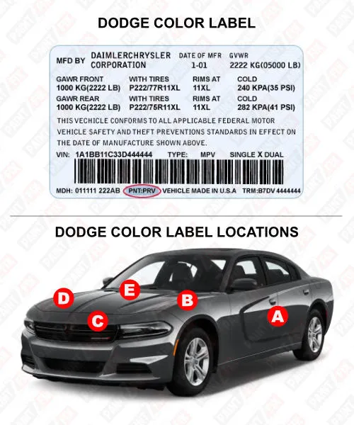 Dodge Color Label