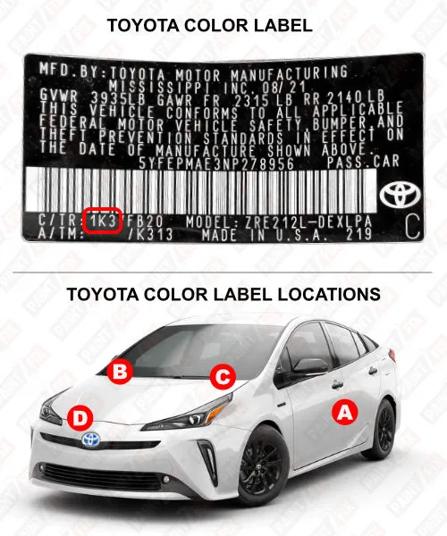 Toyota Color Label