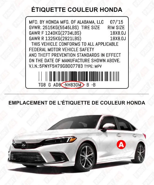 Honda Étiquette de couleur