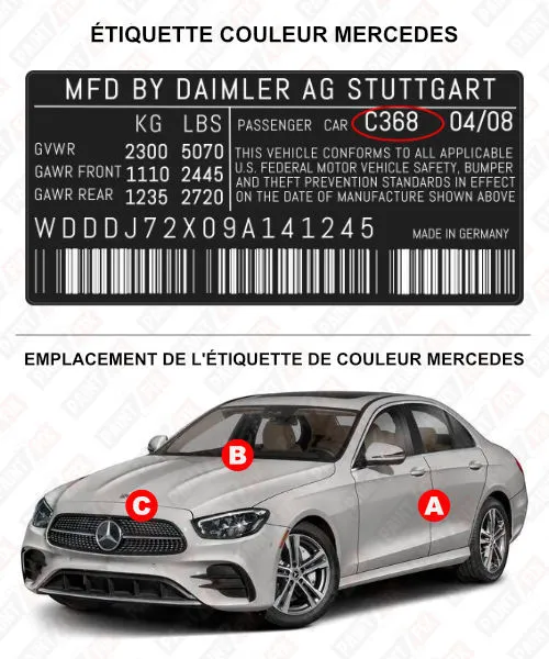 Mercedes Étiquette de couleur
