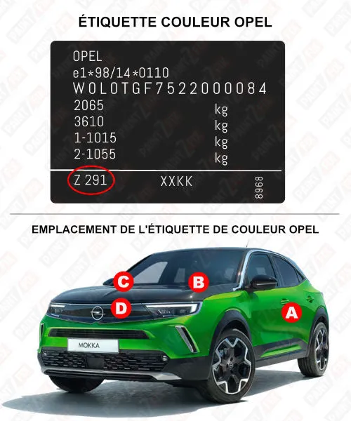 Opel Étiquette de couleur