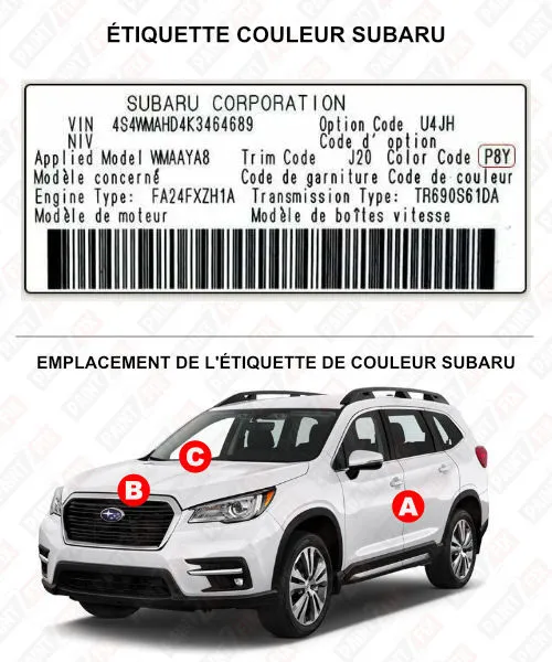 Subaru Étiquette de couleur